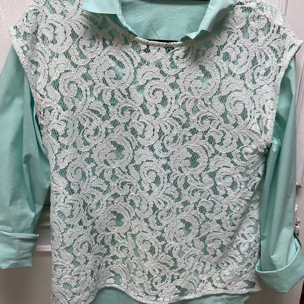 Mint Green Sleeveless Lace Top with matching Long sleeved Tunic.